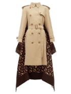 Matchesfashion.com Burberry - Tb Wool Blend And Cotton Trench Coat - Womens - Beige