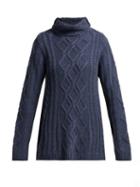 Matchesfashion.com Queene And Belle - Hester Funnel Neck Cashmere Sweater - Womens - Navy