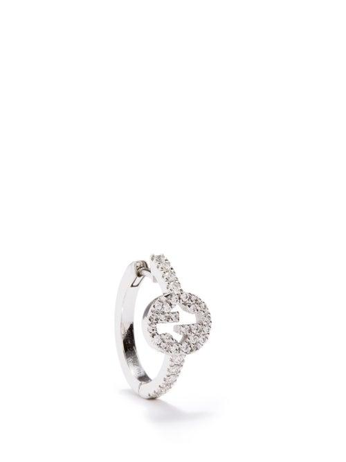 Gucci - Gg Diamond & 18kt White-gold Single Earring - Womens - White Gold