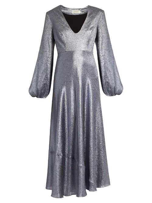 Zimmermann Adorn Plunging Lam Midi Dress