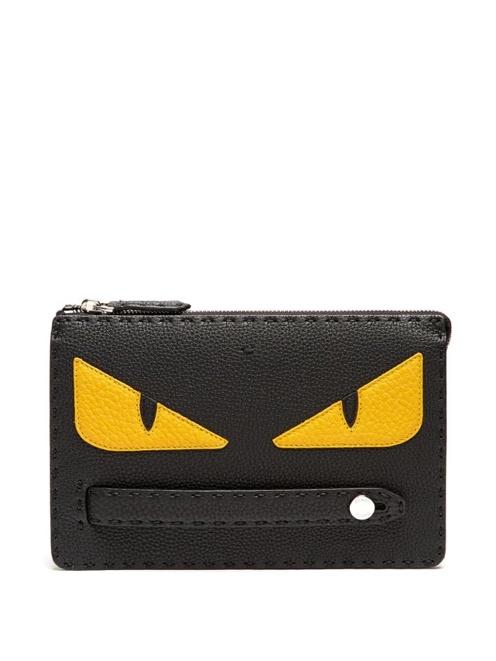 Fendi Bag Bugs Wrist-strap Leather Pouch