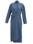 Matchesfashion.com Tibi - Pascale Gingham Midi Dress - Womens - Blue