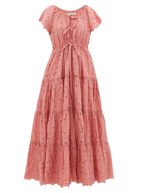 Matchesfashion.com Innika Choo - Broderie-anglaise Cotton Dress - Womens - Pink