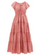 Matchesfashion.com Innika Choo - Broderie-anglaise Cotton Dress - Womens - Pink
