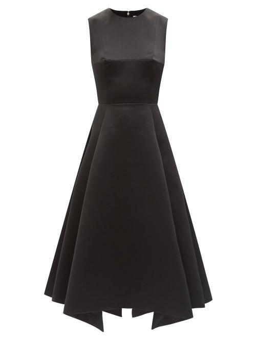 Christopher Kane - Flared Duchess-satin Midi Dress - Womens - Black