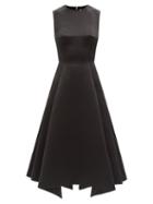 Christopher Kane - Flared Duchess-satin Midi Dress - Womens - Black