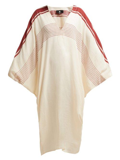 Matchesfashion.com Su - Pipa Embroidered Cotton Blend Kaftan - Womens - Red Stripe