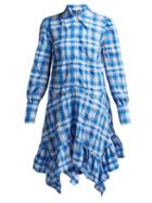 Matchesfashion.com Ganni - Foxworth Handkerchief Hem Checked Poplin Dress - Womens - Black Multi
