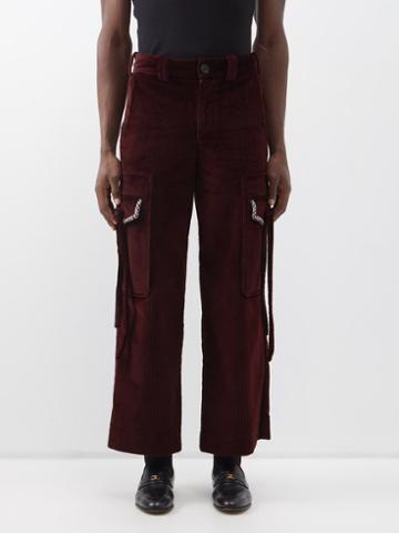 S.s. Daley - Dennis Corduroy Cargo Trousers - Mens - Dark Burgundy