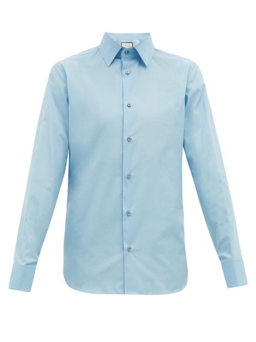 Matchesfashion.com Gucci - French-cuff Cotton-poplin Shirt - Mens - Light Blue