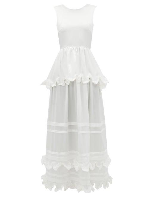 Matchesfashion.com Cecilie Bahnsen - Echo Tiered Silk-charmeuse Gown - Womens - White