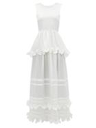 Matchesfashion.com Cecilie Bahnsen - Echo Tiered Silk-charmeuse Gown - Womens - White