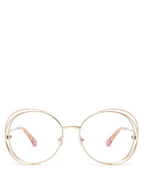 Matchesfashion.com Chlo - Carlina Round Frame Glasses - Womens - Gold