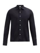 Matchesfashion.com Caruso - Step-hem Wool-jersey Shirt - Mens - Navy