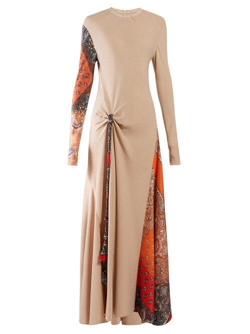 Matchesfashion.com Chlo - Paisley Print Insert Crepe Maxi Dress - Womens - Beige Multi