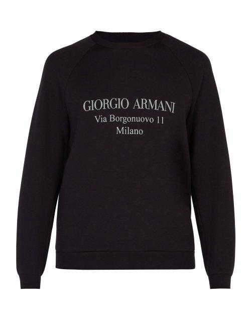 Matchesfashion.com Giorgio Armani - Logo Sweatshirt - Mens - Navy