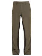 Matchesfashion.com Prada - Stripe Detail Mohair Blend Trousers - Mens - Khaki