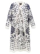 Matchesfashion.com Biyan - Rovine Embroidered Silk-organza Coat - Womens - Blue White