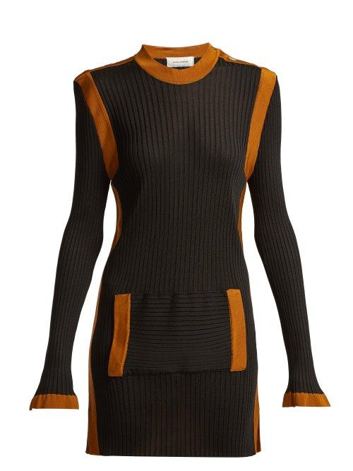 Matchesfashion.com Wales Bonner - Ribbed Knit Kangaroo Pocket Dress - Womens - Black Multi