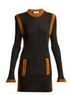 Matchesfashion.com Wales Bonner - Ribbed Knit Kangaroo Pocket Dress - Womens - Black Multi