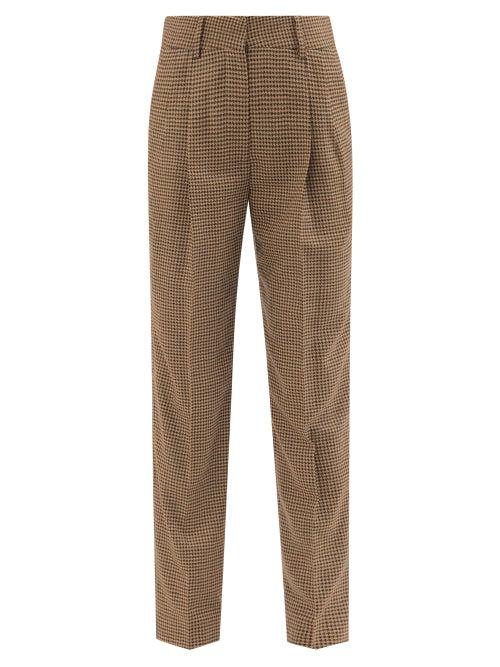 Blaz Milano - Joyette Banker Houndstooth Wool Trousers - Womens - Brown Multi