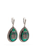 Matchesfashion.com Alexander Mcqueen - Beetle Crystal Embellished Earrings - Womens - Green