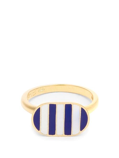Ladies Fine Jewellery Jessica Biales - Enamel & 18kt Gold Ring - Womens - Blue