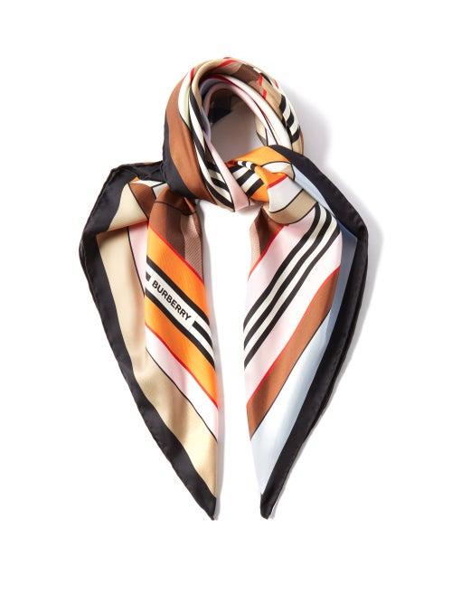 Burberry - Striped Silk-twill Scarf - Womens - Multi