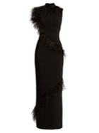 Christopher Kane Feather-trimmed Crepe Maxi Dress