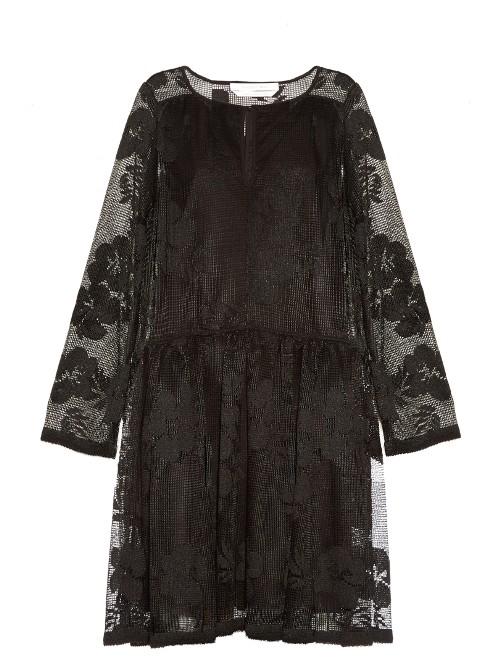 See By Chloé Floral-mesh Long-sleeved Dress