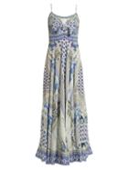 Matchesfashion.com Camilla - Salvador Summer Print Tie Front Silk Dress - Womens - Blue Multi
