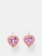 Alison Lou - Streamer Heart Sapphire & 14kt Gold Earrings - Womens - Pink Multi