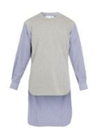 Comme Des Garçons Shirt Contrast-front Step-hem Cotton Top