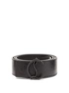 Matchesfashion.com Christian Louboutin - Cl Logo Plaque Leather Belt - Mens - Black