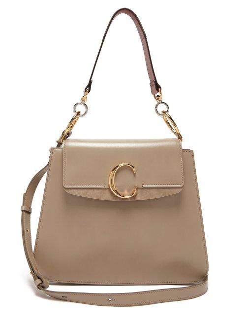 Matchesfashion.com Chlo - Medium The C Leather Shoulder Bag - Womens - Grey