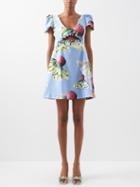 Kika Vargas - Judith Floral-print Taffeta Mini Dress - Womens - Blue Multi