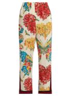 Gucci Corsage-print Silk Crepe De Chine Trousers
