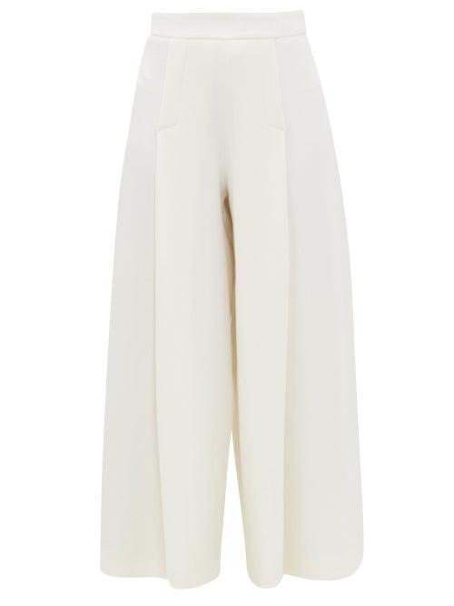 Matchesfashion.com Emilia Wickstead - Pacifica Wool-crepe Wide-leg Trousers - Womens - Ivory