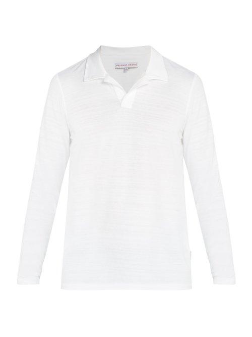 Matchesfashion.com Orlebar Brown - Felix Long Sleeved Polo Shirt - Mens - White