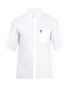 Ami Logo-embroidered Short-sleeved Cotton Shirt