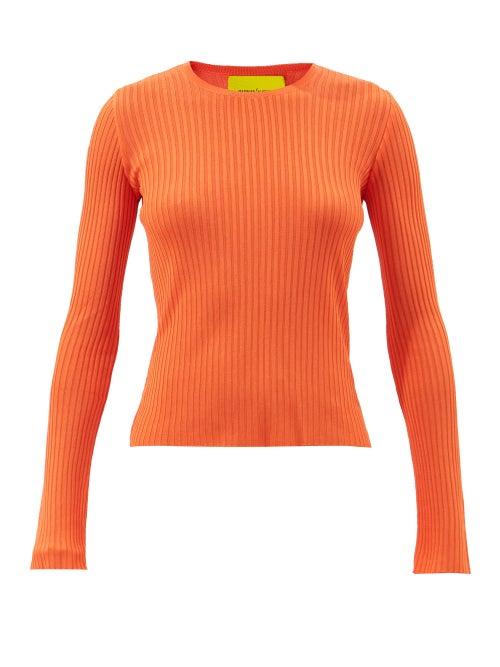 Marques'almeida - Round-neck Ribbed-knit Sweater - Womens - Orange