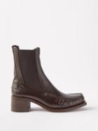 Hereu - Alda Block-heel Leather Ankle Boots - Womens - Dark Brown