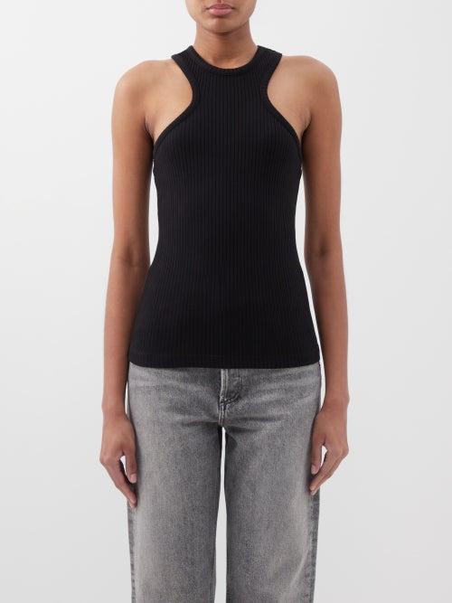 Agolde - Bea Halterneck Ribbed-knit Tank - Womens - Black