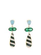 Matchesfashion.com Sonia Boyajian - Surreal Twist Ceramic And Crystal Drop Earrings - Womens - Green