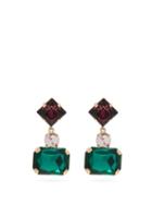 Matchesfashion.com Erdem - Multi Stone Drop Clip Earrings - Womens - Green
