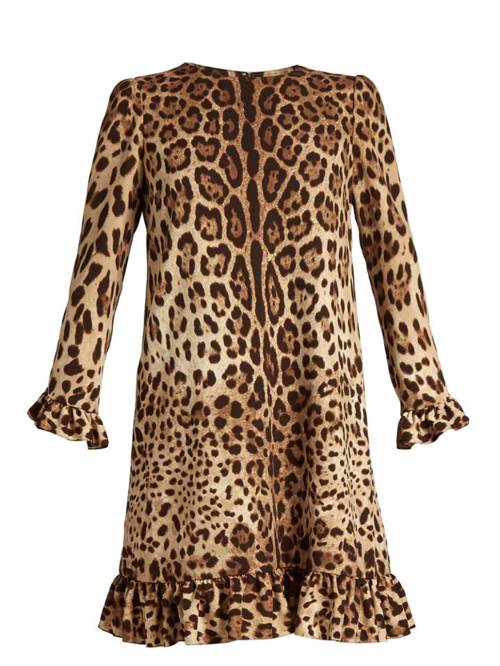 Dolce & Gabbana Leopard-print Ruffled-hem Mini Dress