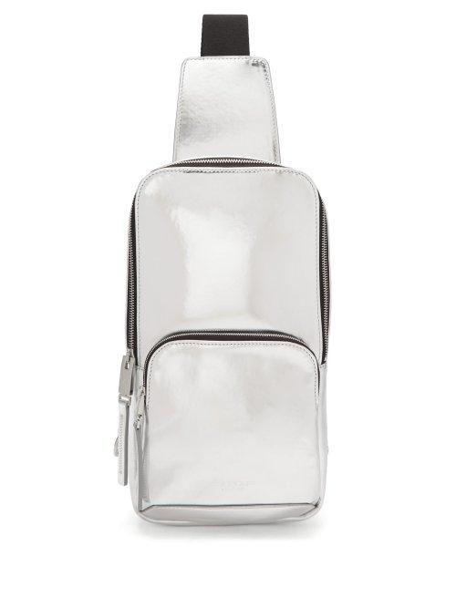 Matchesfashion.com 1017 Alyx 9sm - Rollercoaster Metallic Leather Cross Body Bag - Mens - Silver