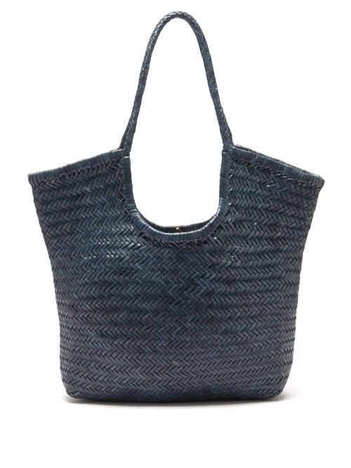 Dragon Diffusion - Diagonal Triple Jump Woven-leather Basket Bag - Womens - Navy