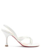 Matchesfashion.com Christian Louboutin - Taralita 85 Leather Slingback Sandals - Womens - White