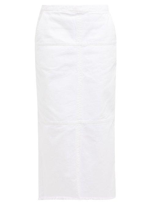 Matchesfashion.com Raey - Panelled Denim Midi Skirt - Womens - White